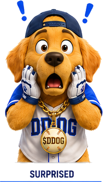 Dinger Dog surprised